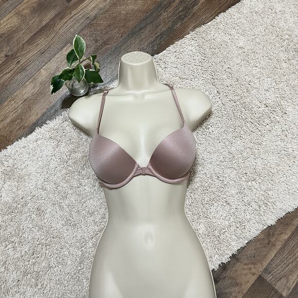 Victoria's Secret Size 32C Pink Front Closure Racerback Underwire Push Up Bra - Picture 1 of 6